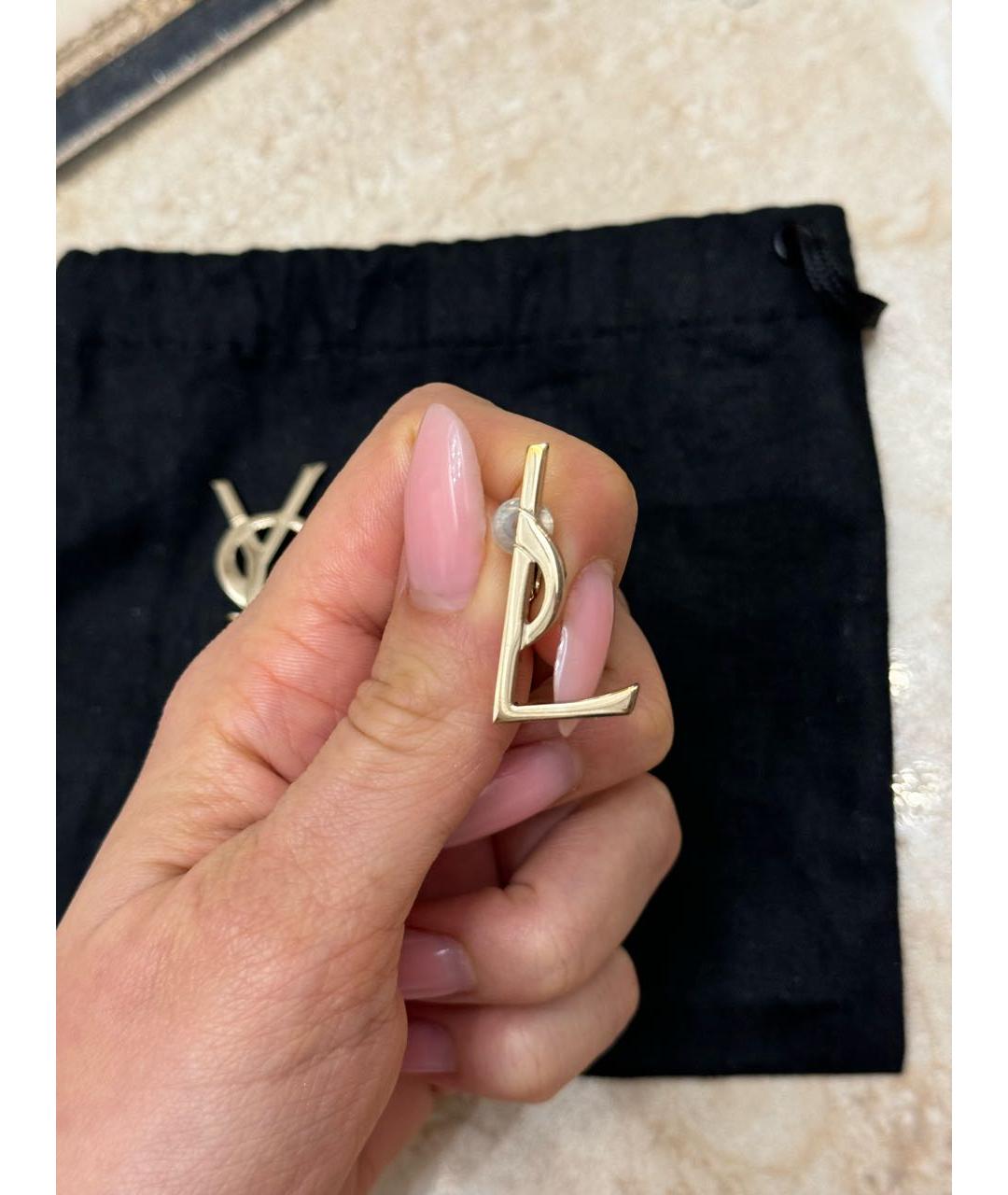 SAINT LAURENT Золотые металлические клипсы, фото 4