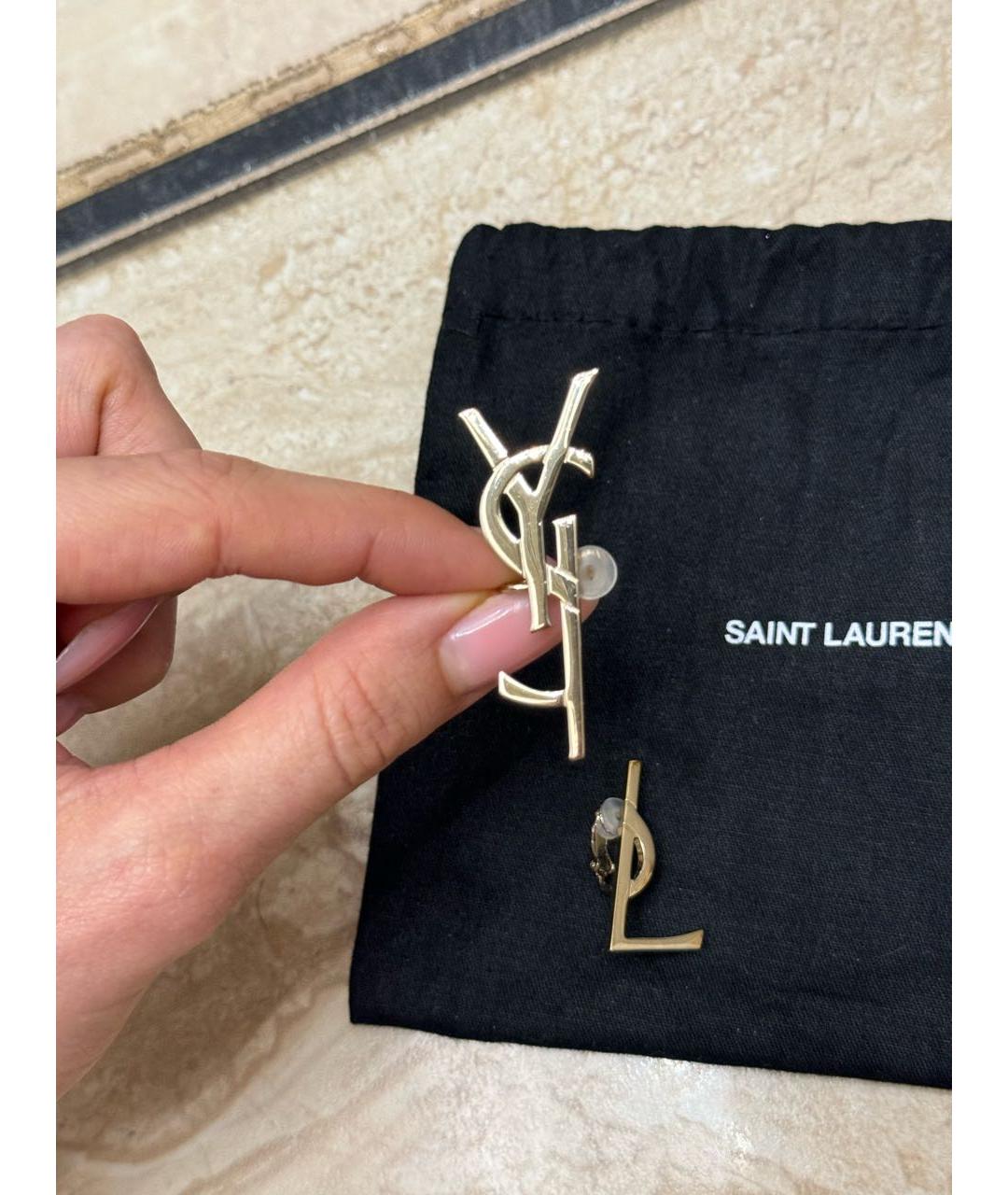 SAINT LAURENT Золотые металлические клипсы, фото 3