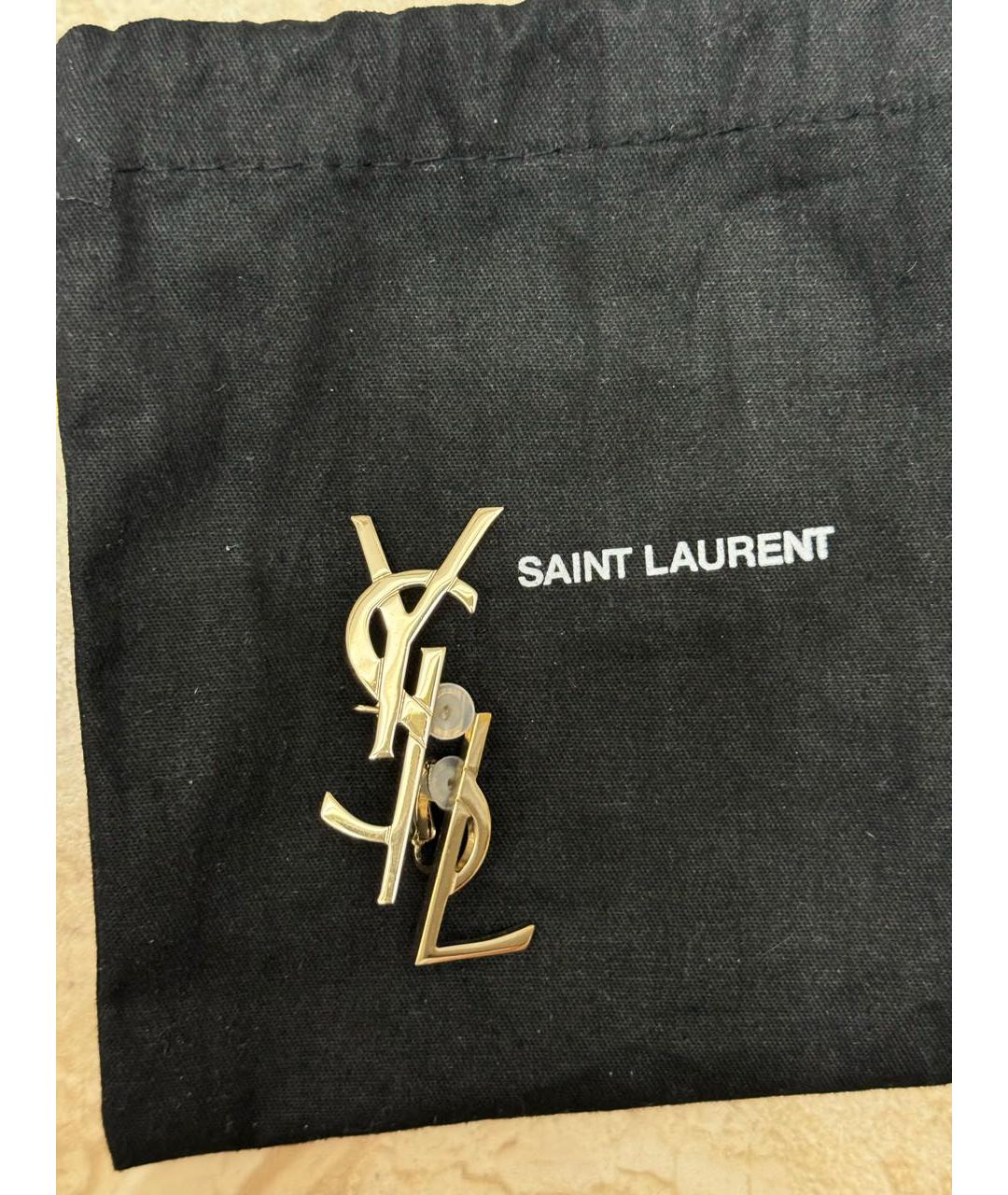 SAINT LAURENT Золотые металлические клипсы, фото 9