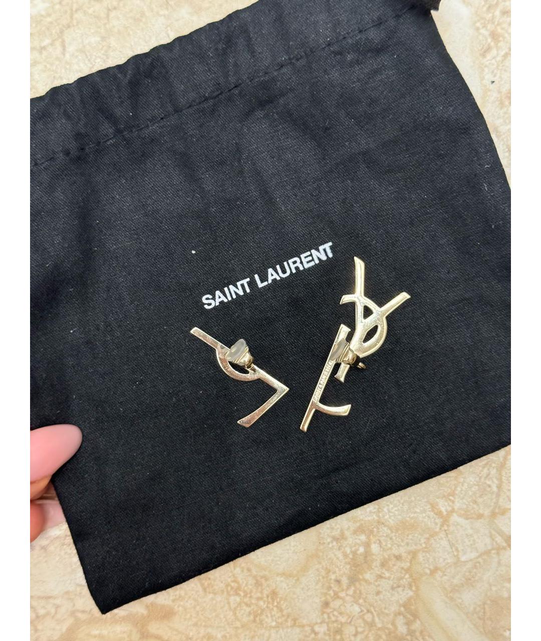 SAINT LAURENT Золотые металлические клипсы, фото 7