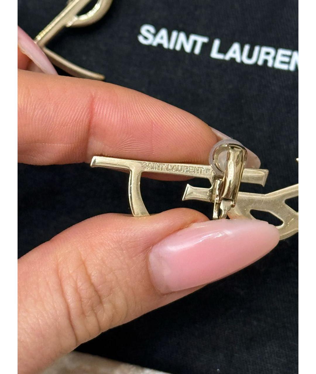 SAINT LAURENT Золотые металлические клипсы, фото 5