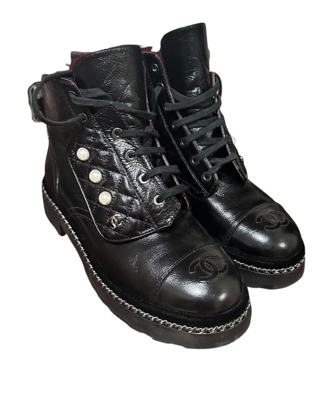 CHANEL Черные кожаные ботинки, фото 1