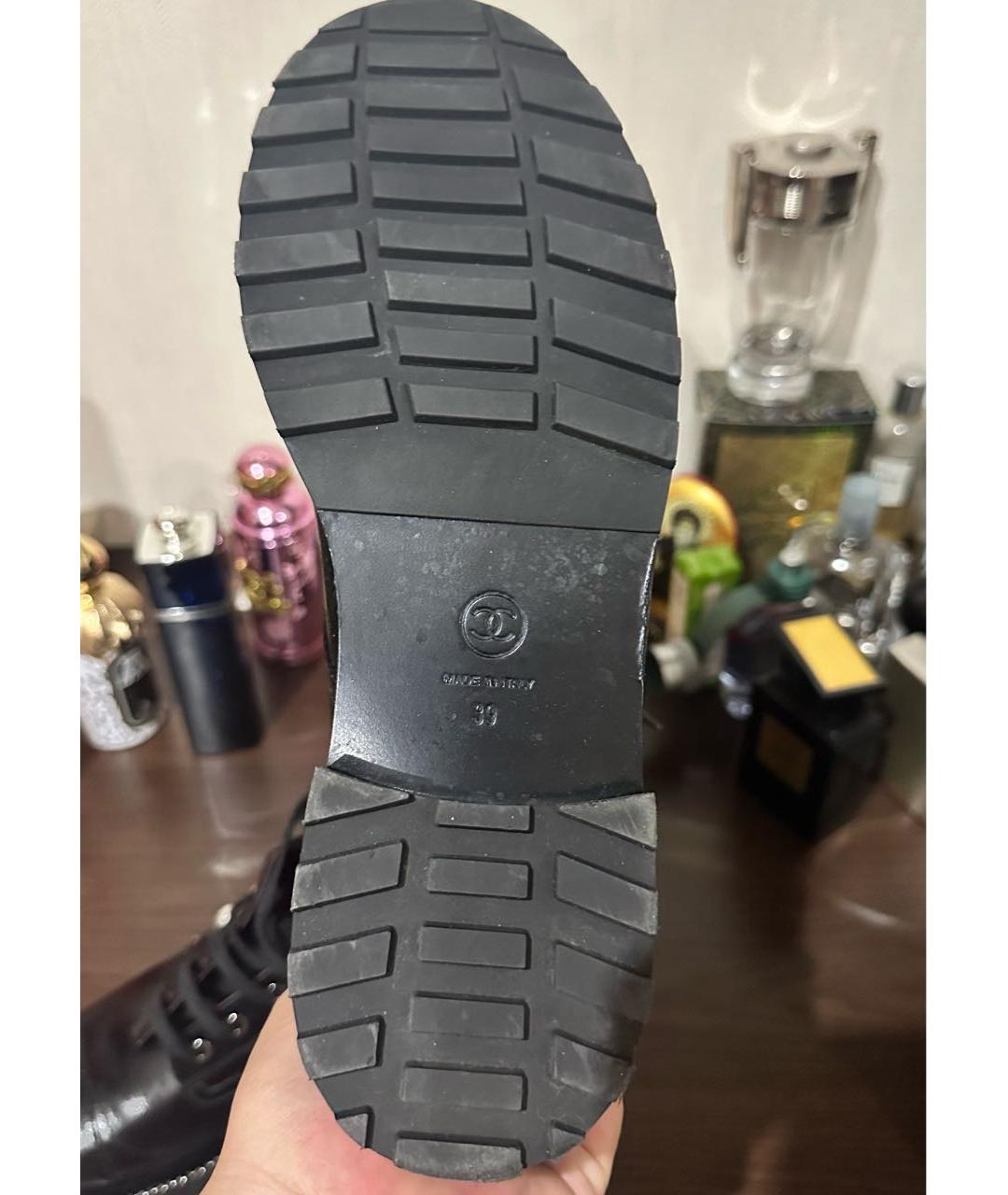 CHANEL Черные кожаные ботинки, фото 3