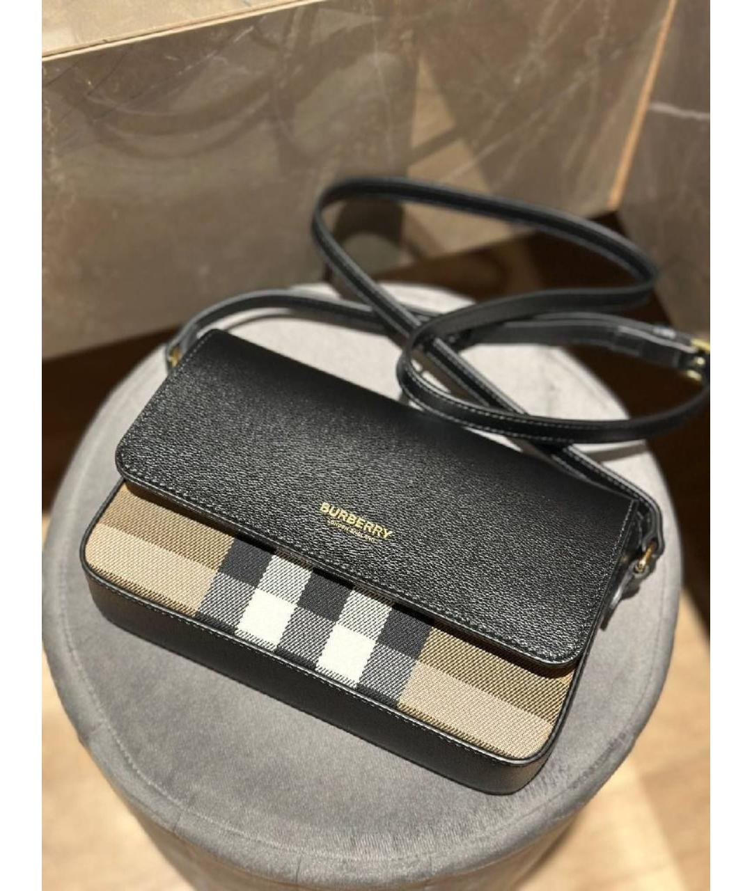 BURBERRY Черная кожаная сумка через плечо, фото 2