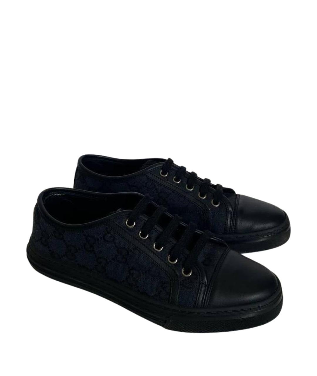 GUCCI Темно-синие кожаные кеды, фото 1