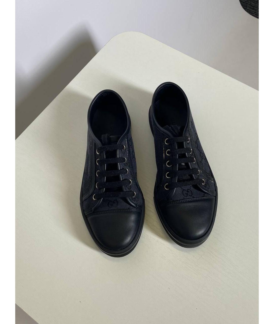 GUCCI Темно-синие кожаные кеды, фото 2