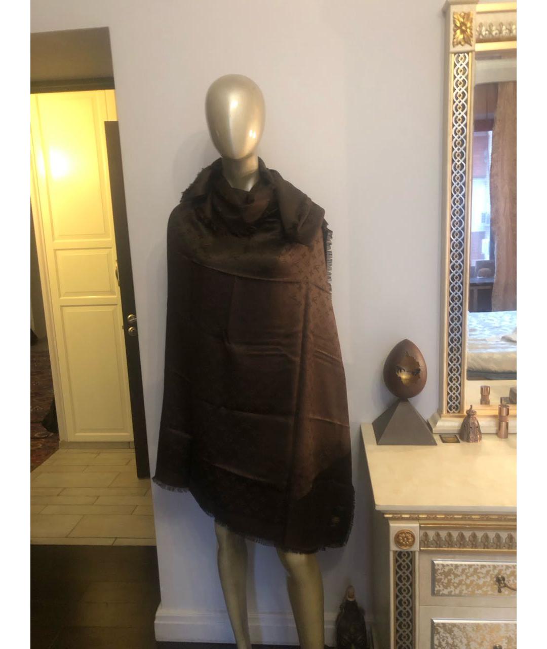 LOUIS VUITTON Коричневый платок, фото 6