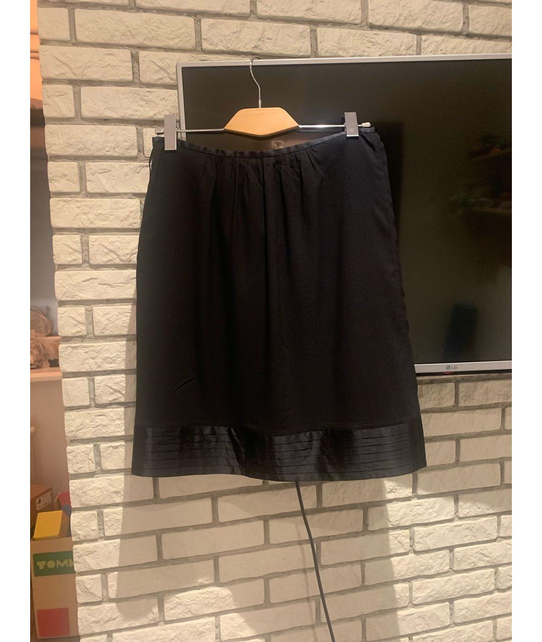 BURBERRY Черная шелковая юбка миди, фото 2