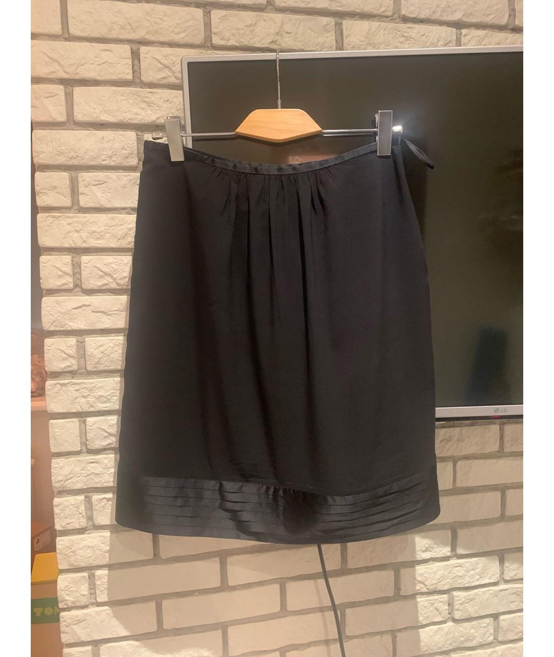 BURBERRY Черная шелковая юбка миди, фото 8