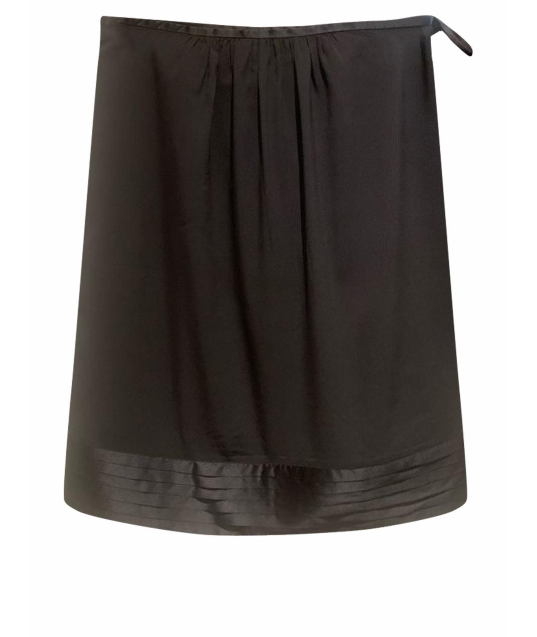 BURBERRY Черная шелковая юбка миди, фото 1