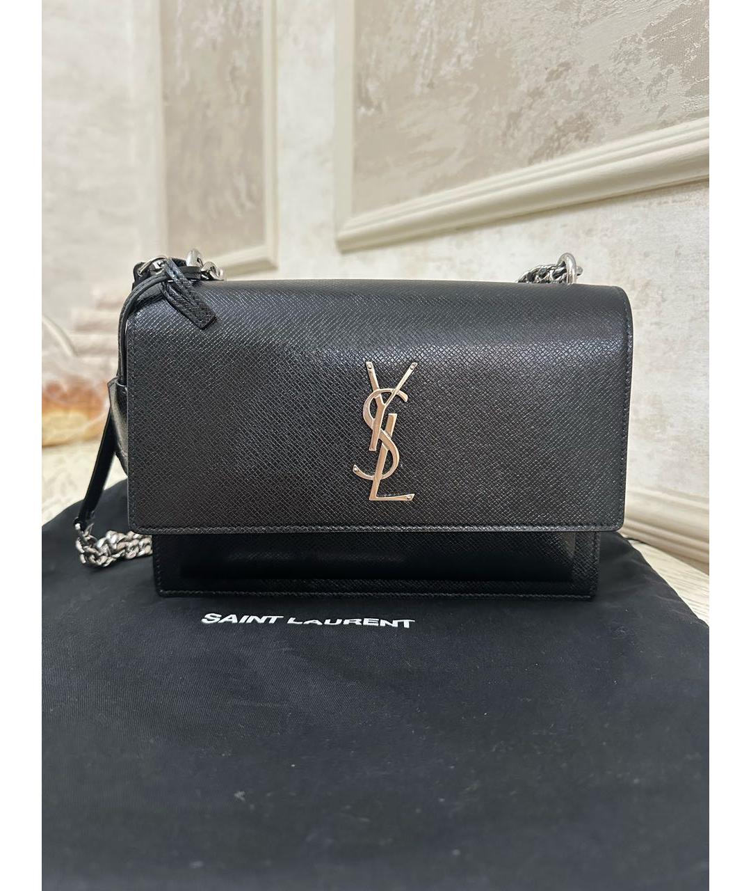 SAINT LAURENT Черная кожаная сумка через плечо, фото 6