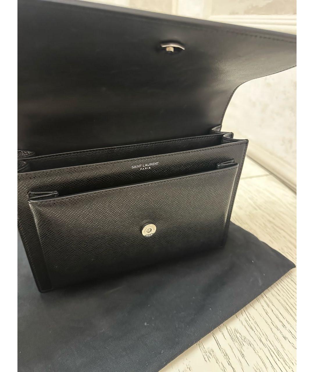 SAINT LAURENT Черная кожаная сумка через плечо, фото 4