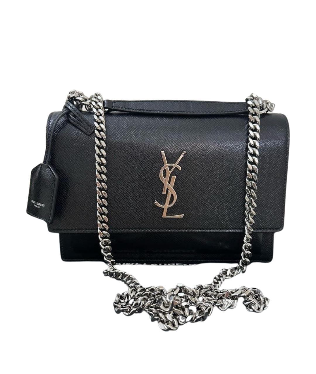 SAINT LAURENT Черная кожаная сумка через плечо, фото 1