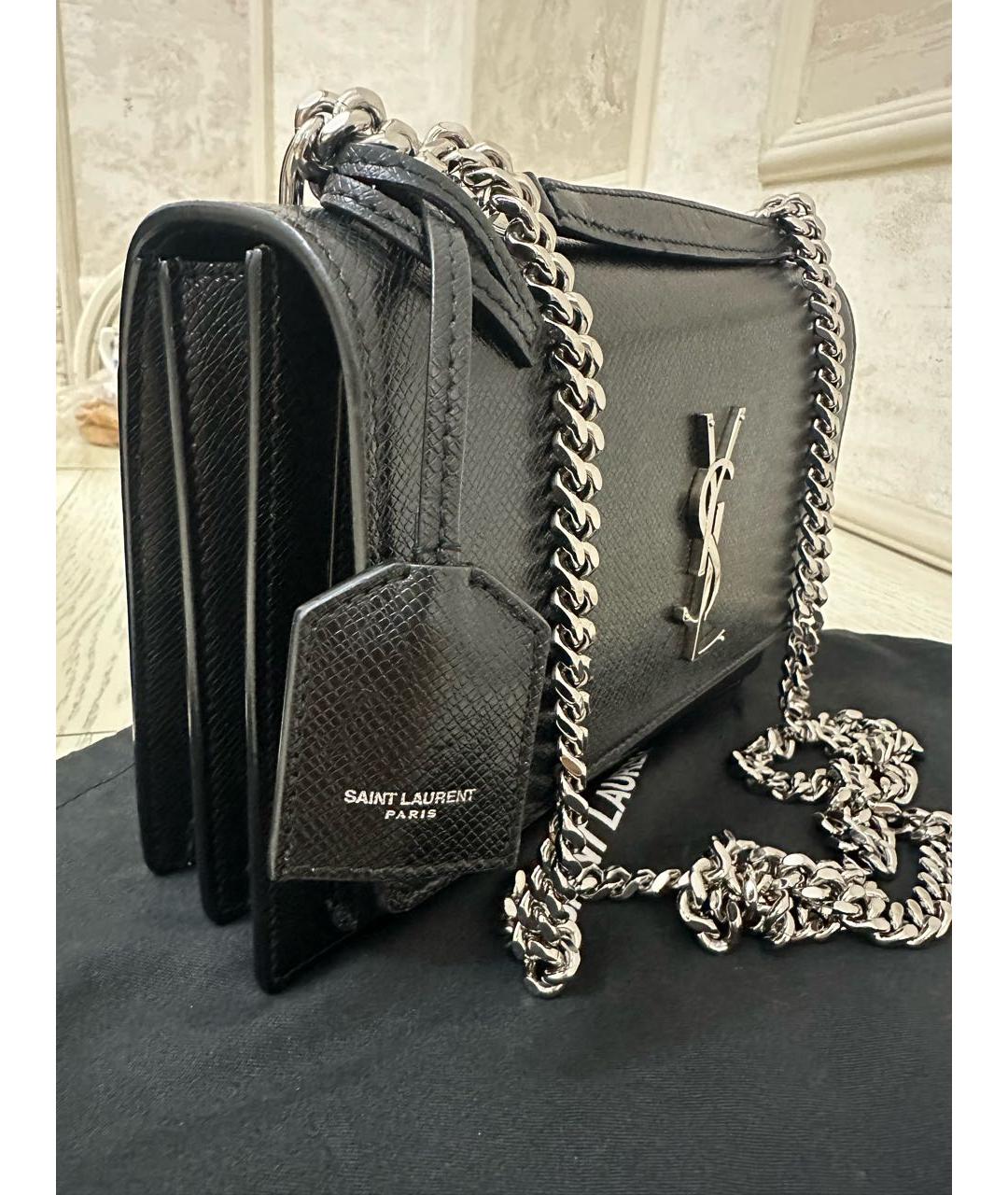 SAINT LAURENT Черная кожаная сумка через плечо, фото 2