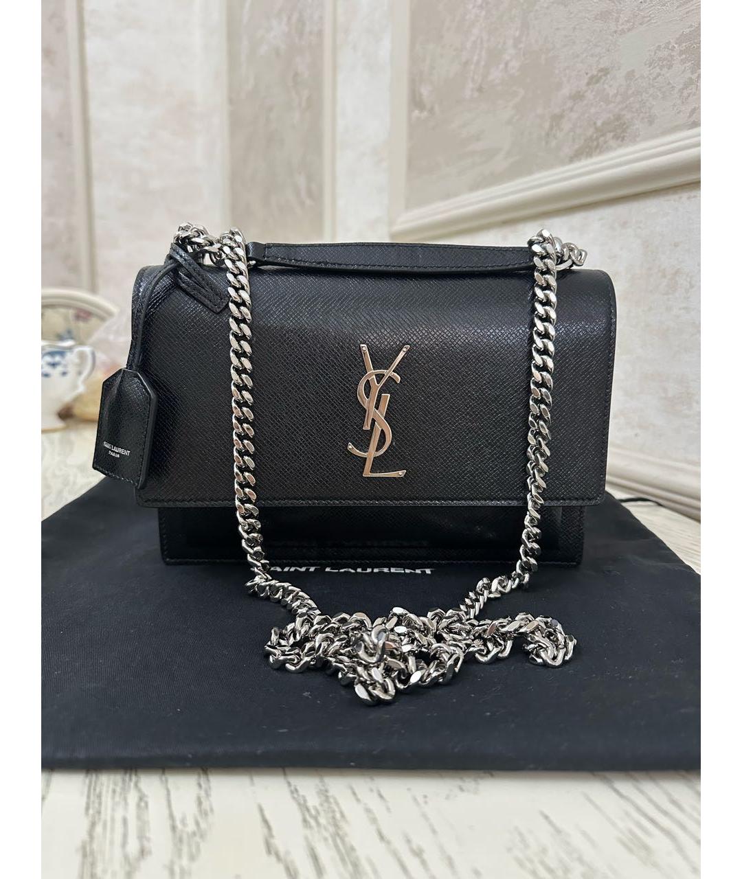 SAINT LAURENT Черная кожаная сумка через плечо, фото 9