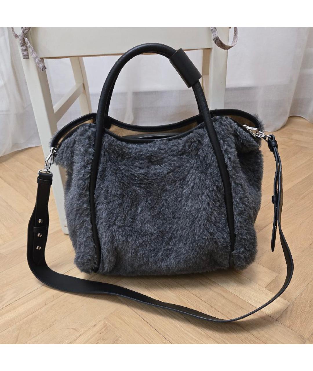 MAX MARA Серая шерстяная сумка тоут, фото 7