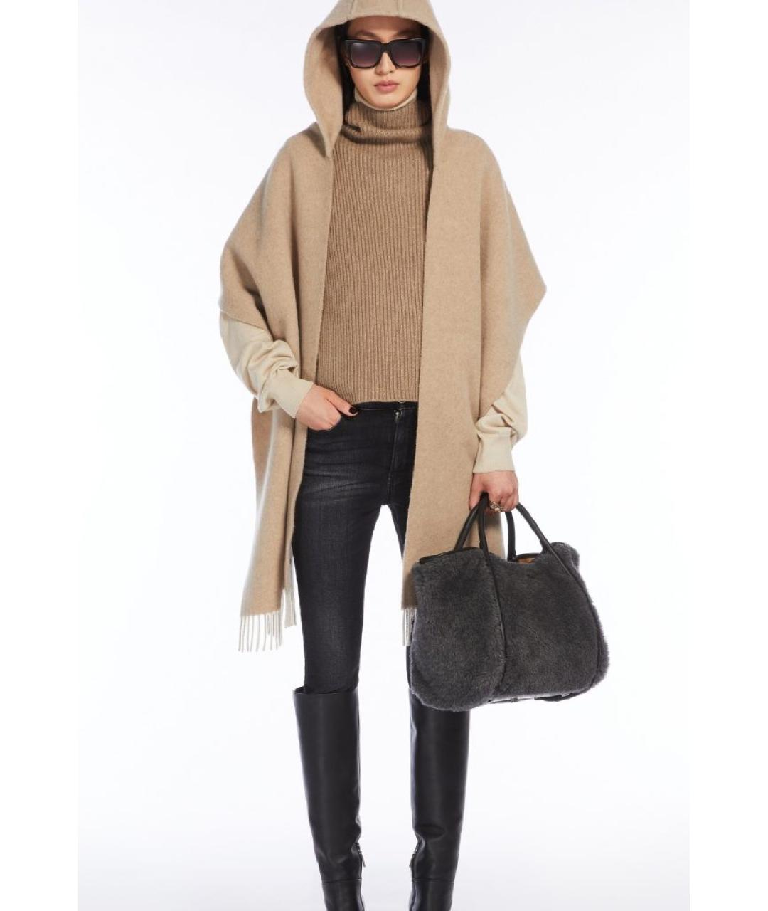 MAX MARA Серая шерстяная сумка тоут, фото 5