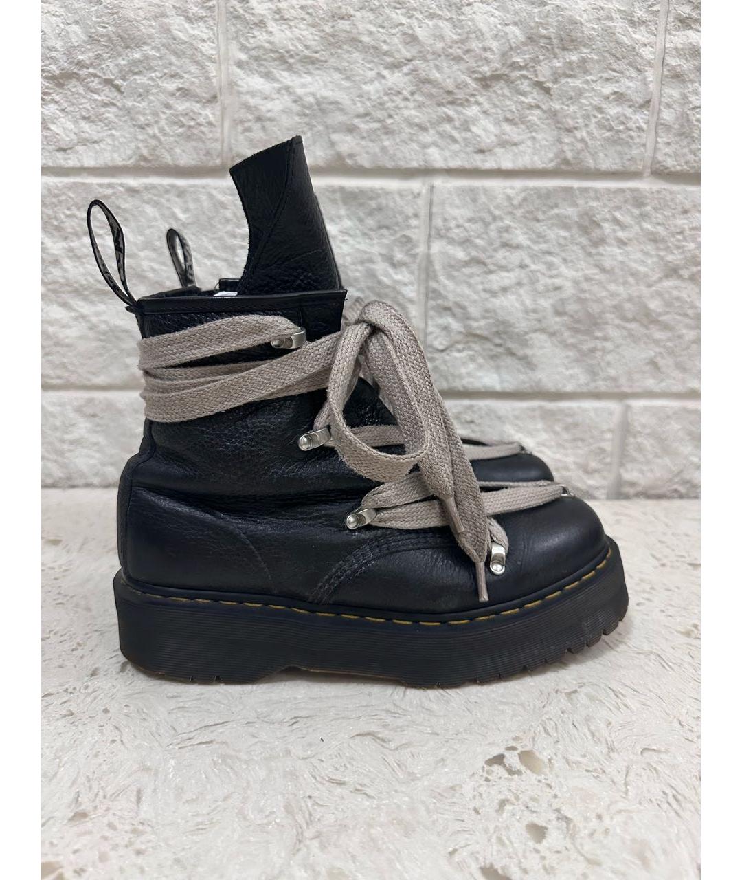 RICK OWENS Черные кожаные высокие ботинки, фото 8