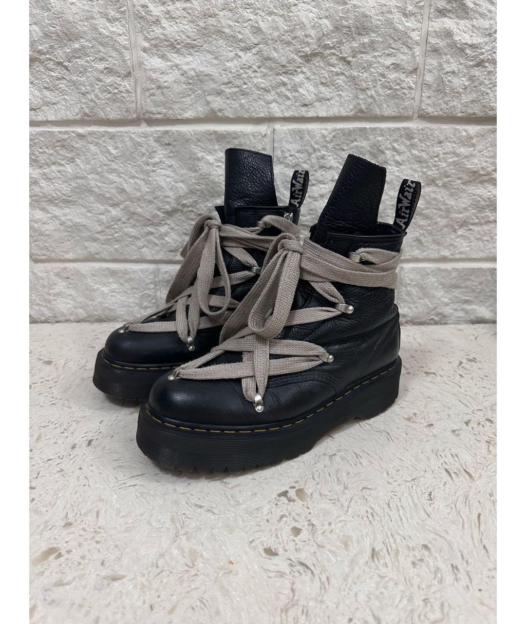 RICK OWENS Черные кожаные высокие ботинки, фото 2