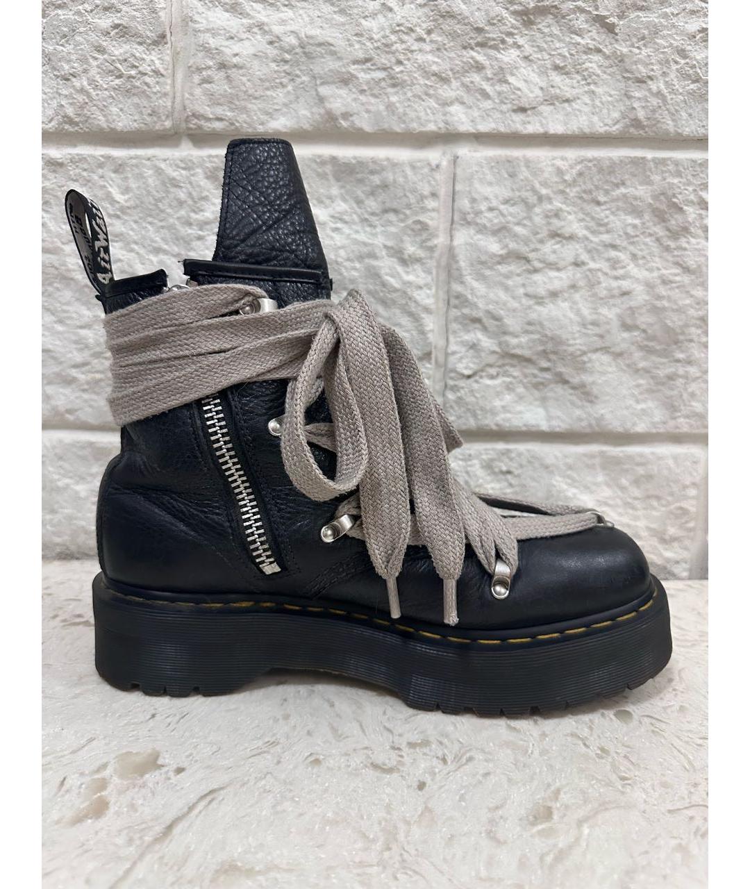 RICK OWENS Черные кожаные высокие ботинки, фото 4