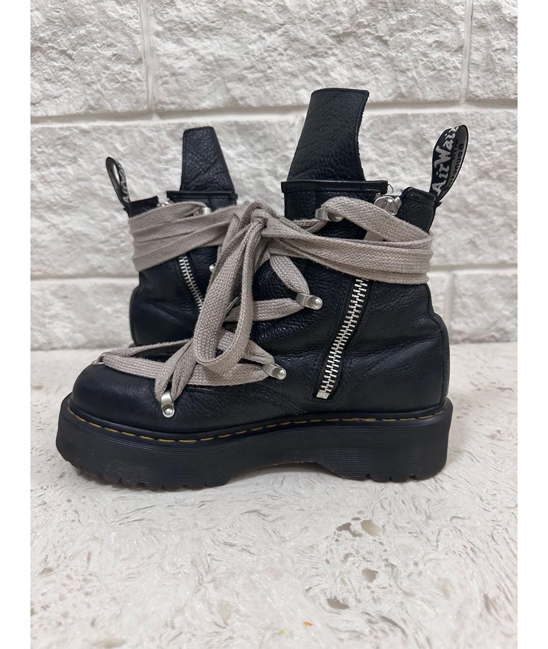 RICK OWENS Черные кожаные высокие ботинки, фото 5