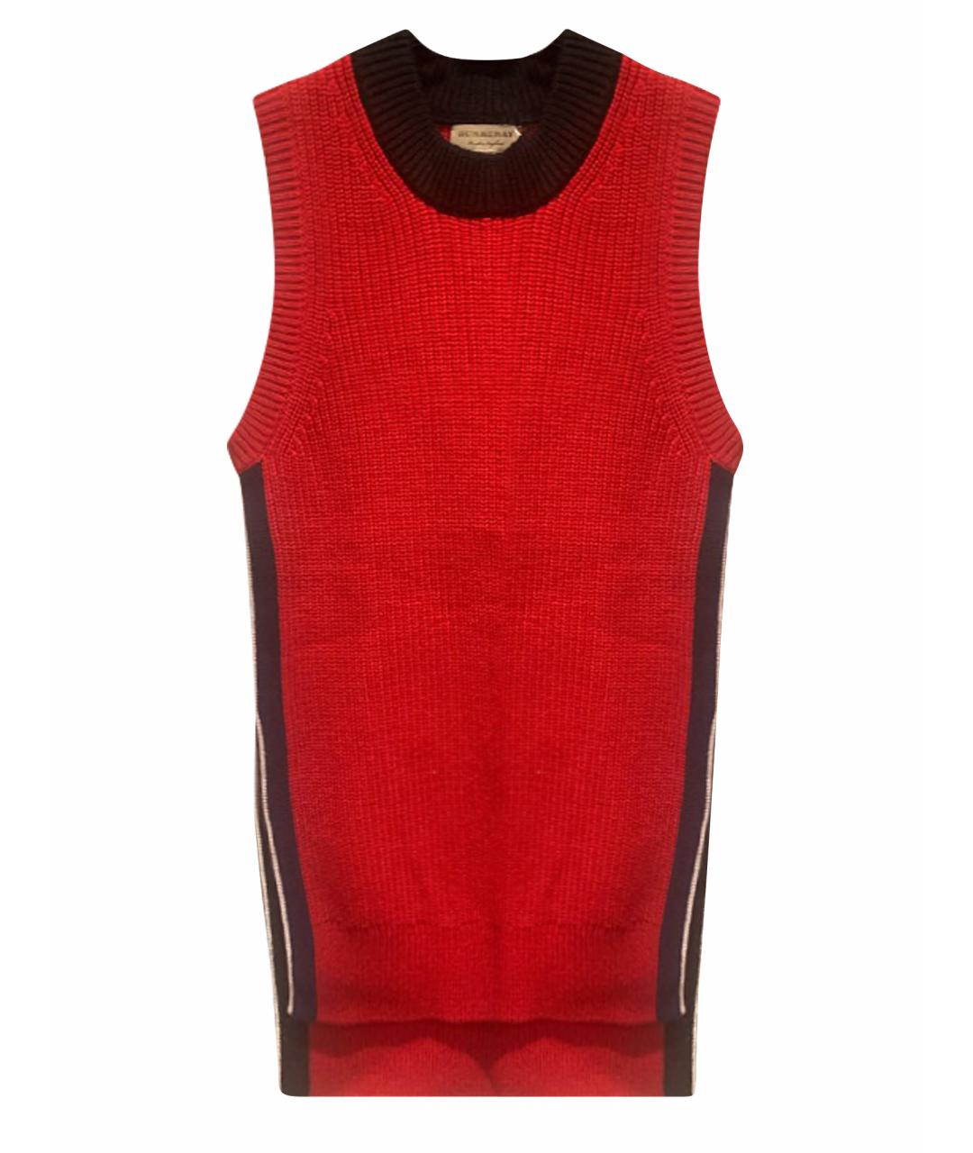 BURBERRY Красная шерстяная жилетка, фото 1