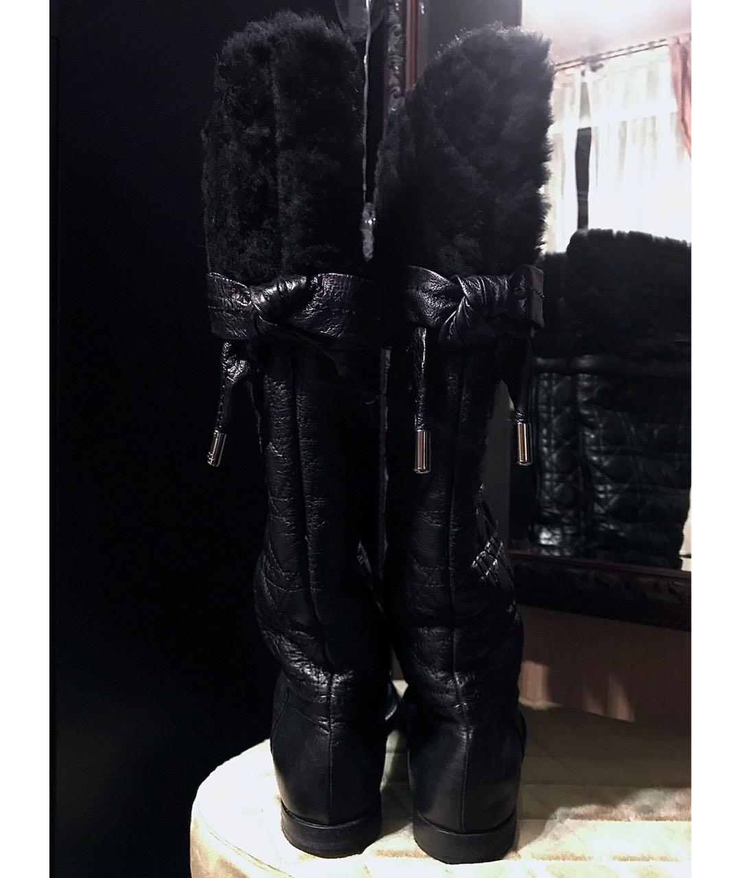 CHRISTIAN DIOR Черные кожаные сапоги, фото 4