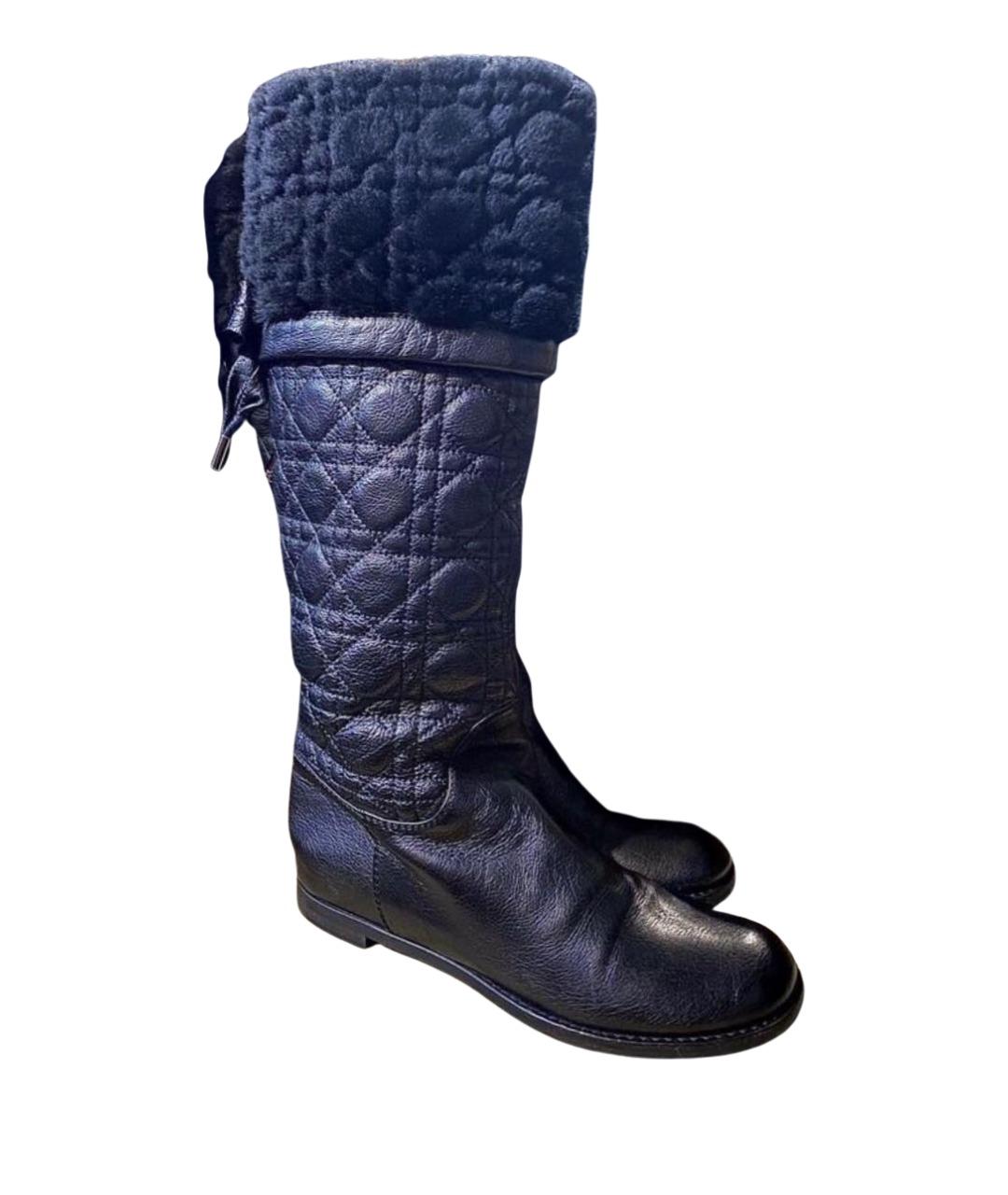 CHRISTIAN DIOR Черные кожаные сапоги, фото 1