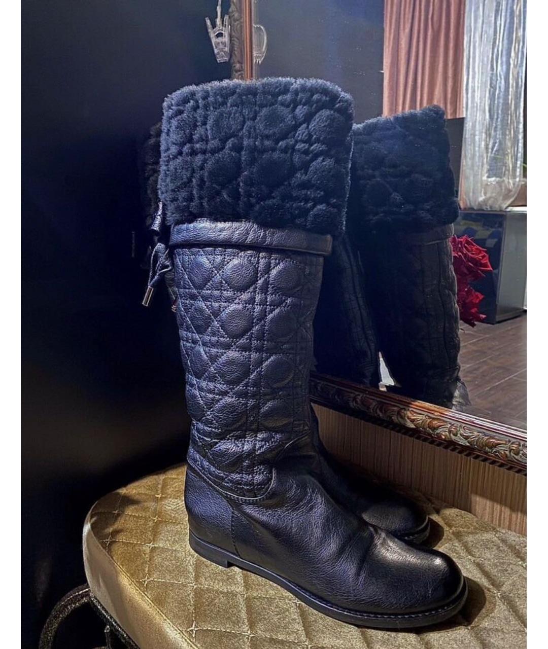 CHRISTIAN DIOR Черные кожаные сапоги, фото 9