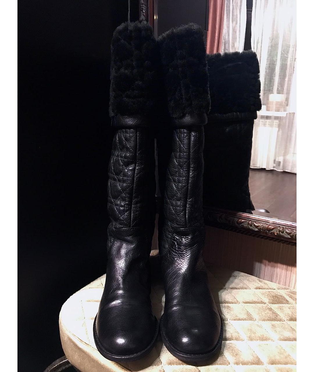 CHRISTIAN DIOR Черные кожаные сапоги, фото 2