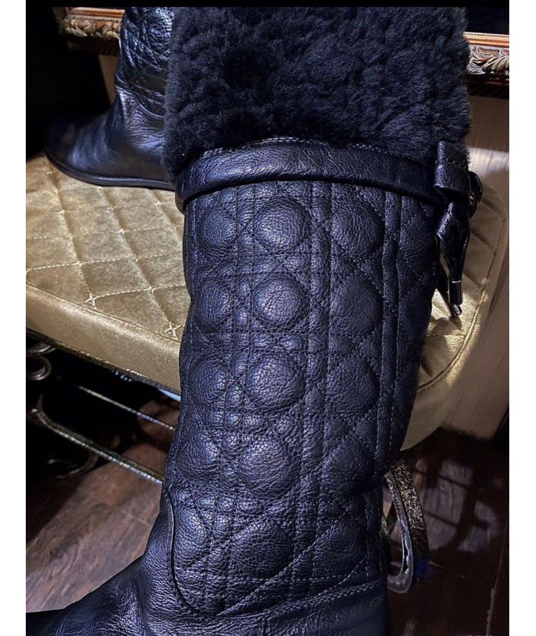 CHRISTIAN DIOR Черные кожаные сапоги, фото 5