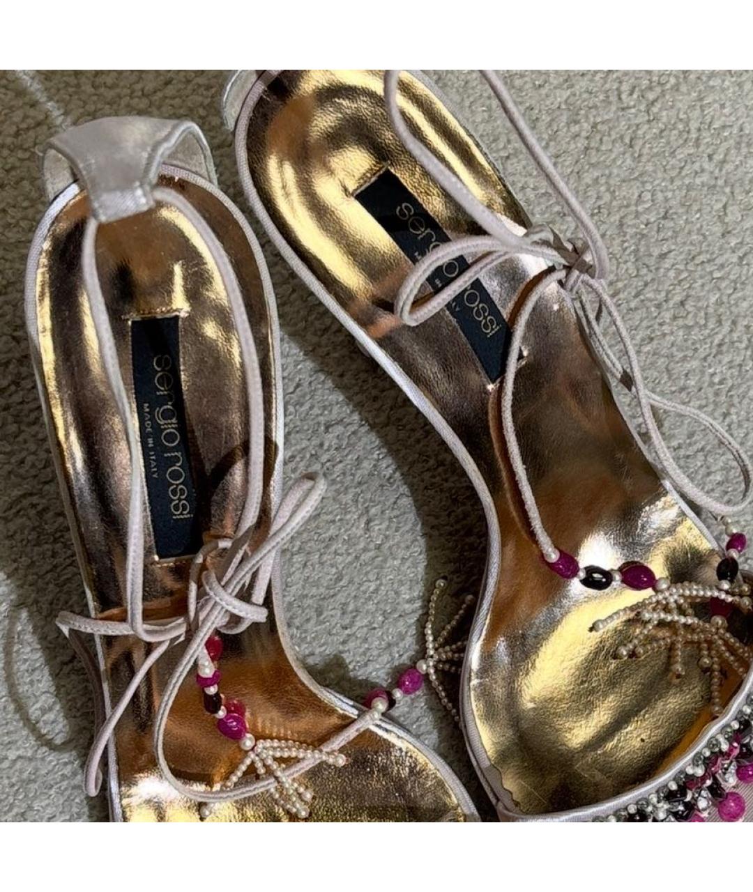 SERGIO ROSSI Розовые текстильные босоножки, фото 3