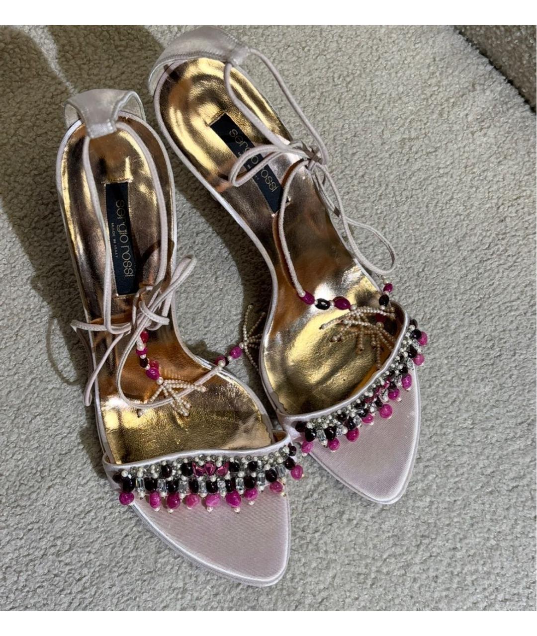 SERGIO ROSSI Розовые текстильные босоножки, фото 2