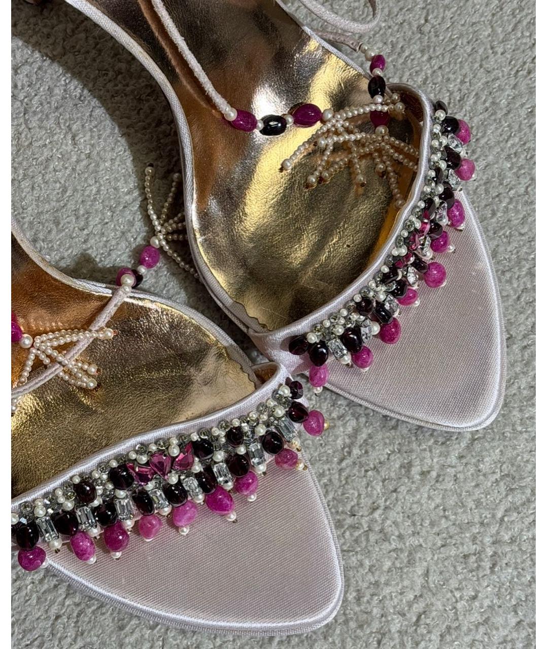 SERGIO ROSSI Розовые текстильные босоножки, фото 5