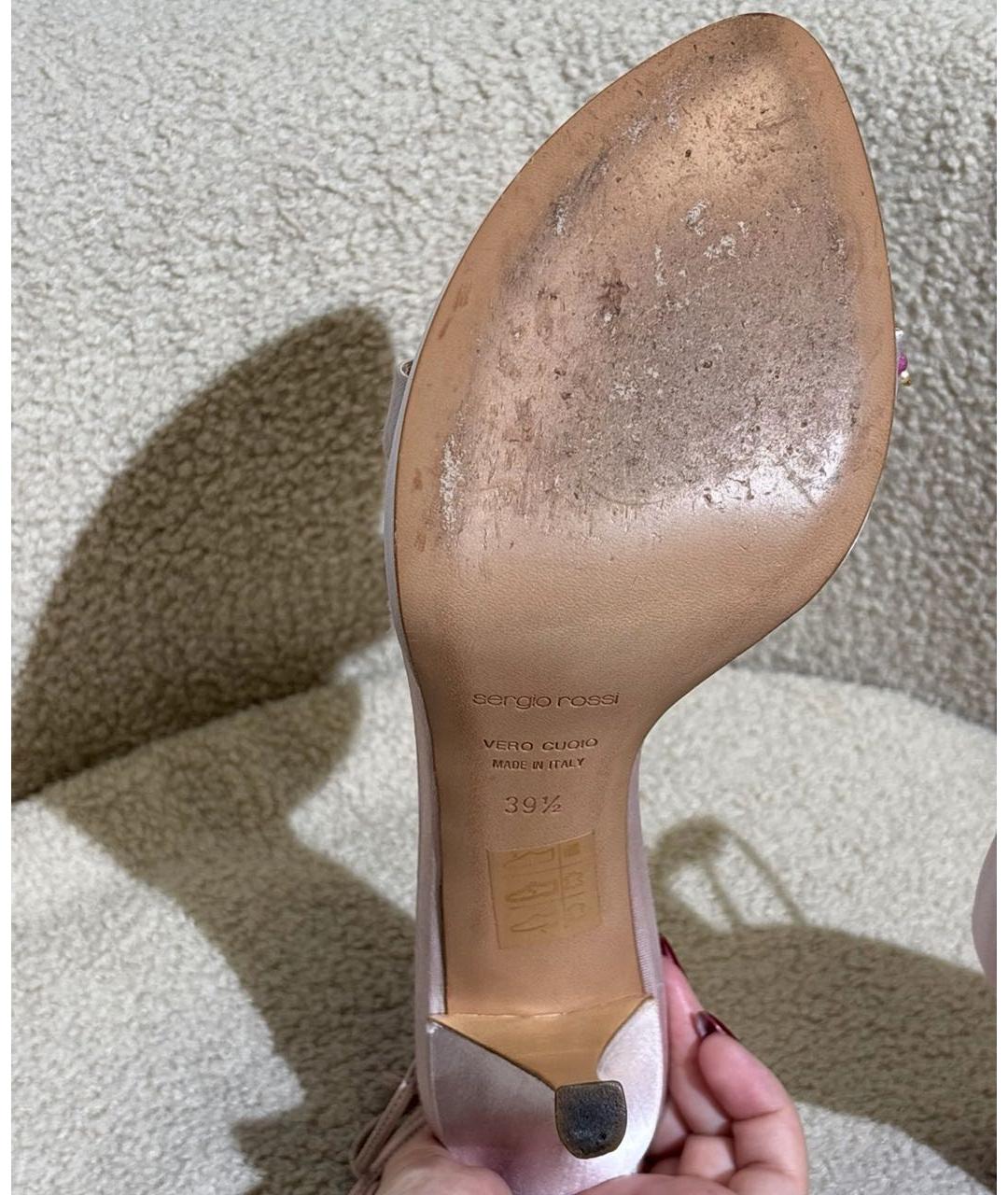 SERGIO ROSSI Розовые текстильные босоножки, фото 7