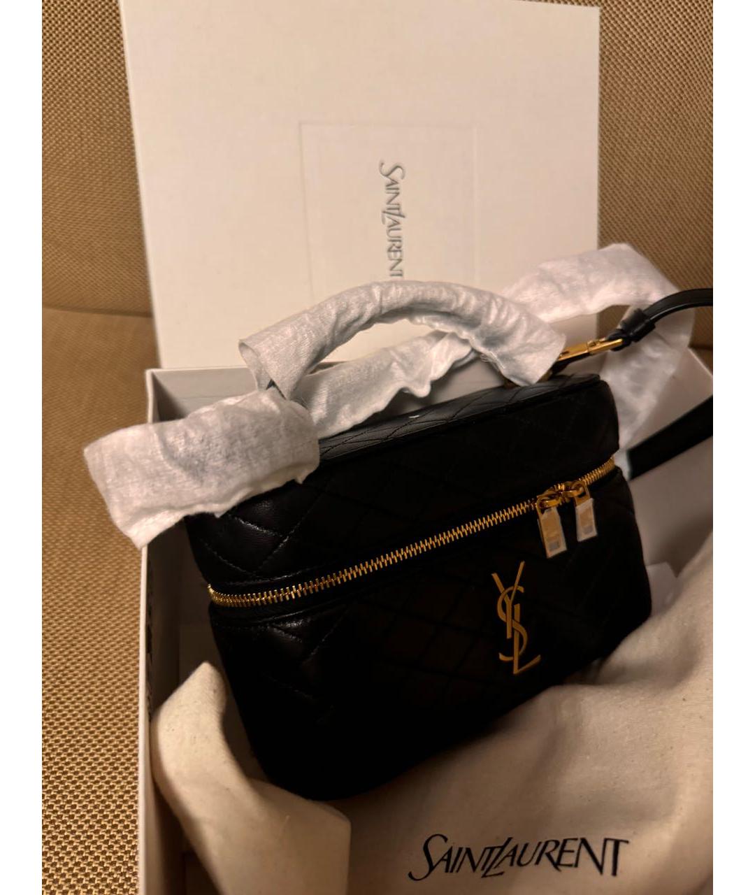 SAINT LAURENT Черная кожаная сумка через плечо, фото 5