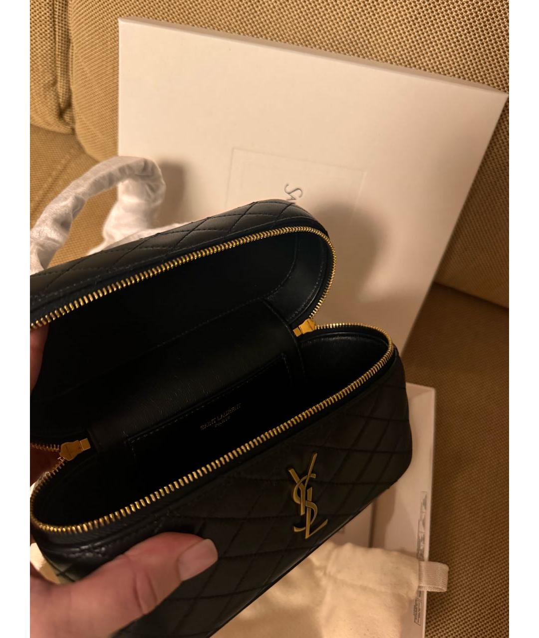 SAINT LAURENT Черная кожаная сумка через плечо, фото 3