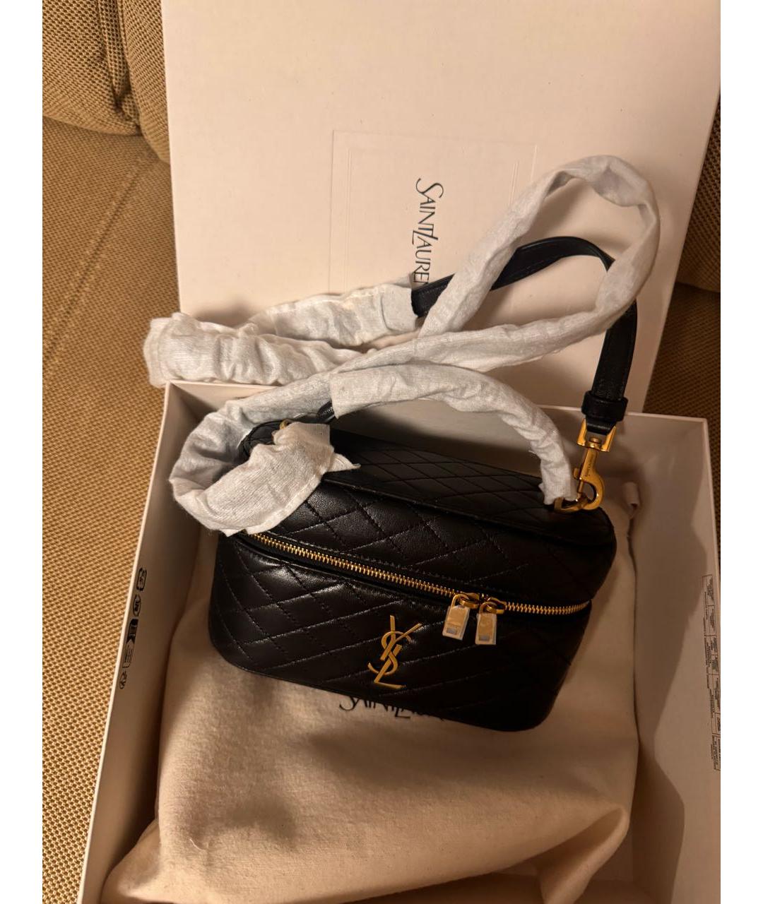 SAINT LAURENT Черная кожаная сумка через плечо, фото 2