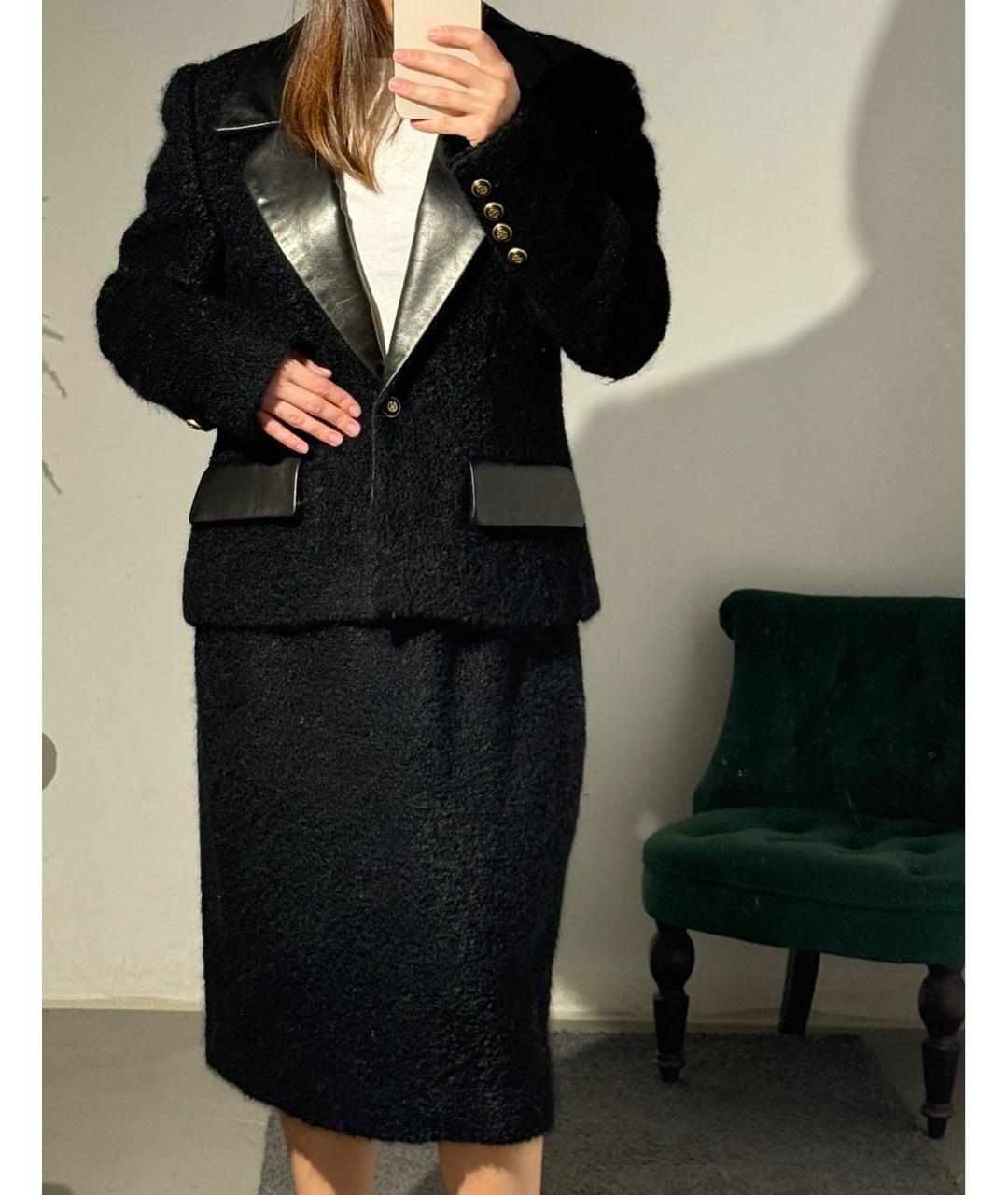 CELINE Черный шерстяной костюм с юбками, фото 4