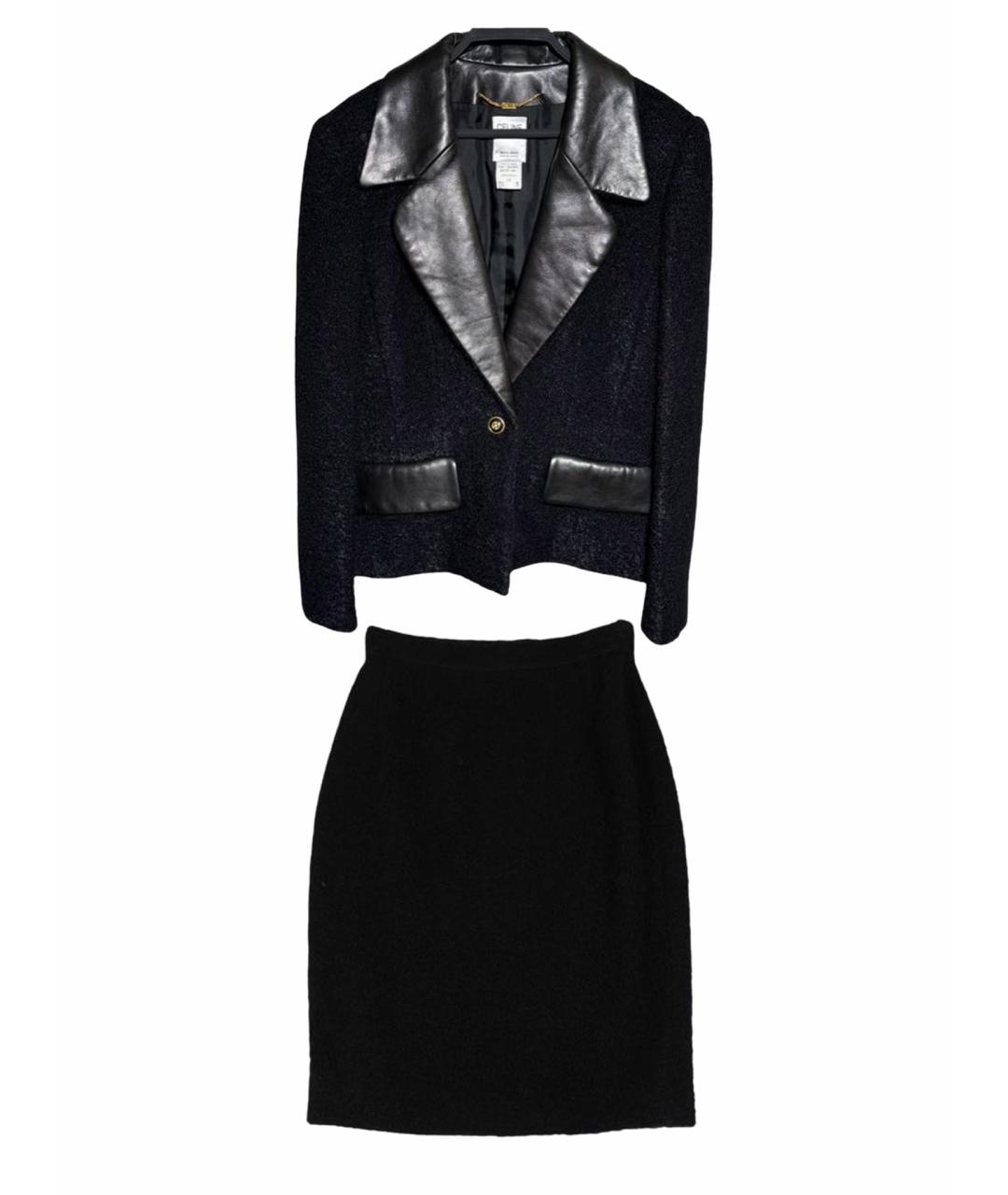 CELINE Черный шерстяной костюм с юбками, фото 1