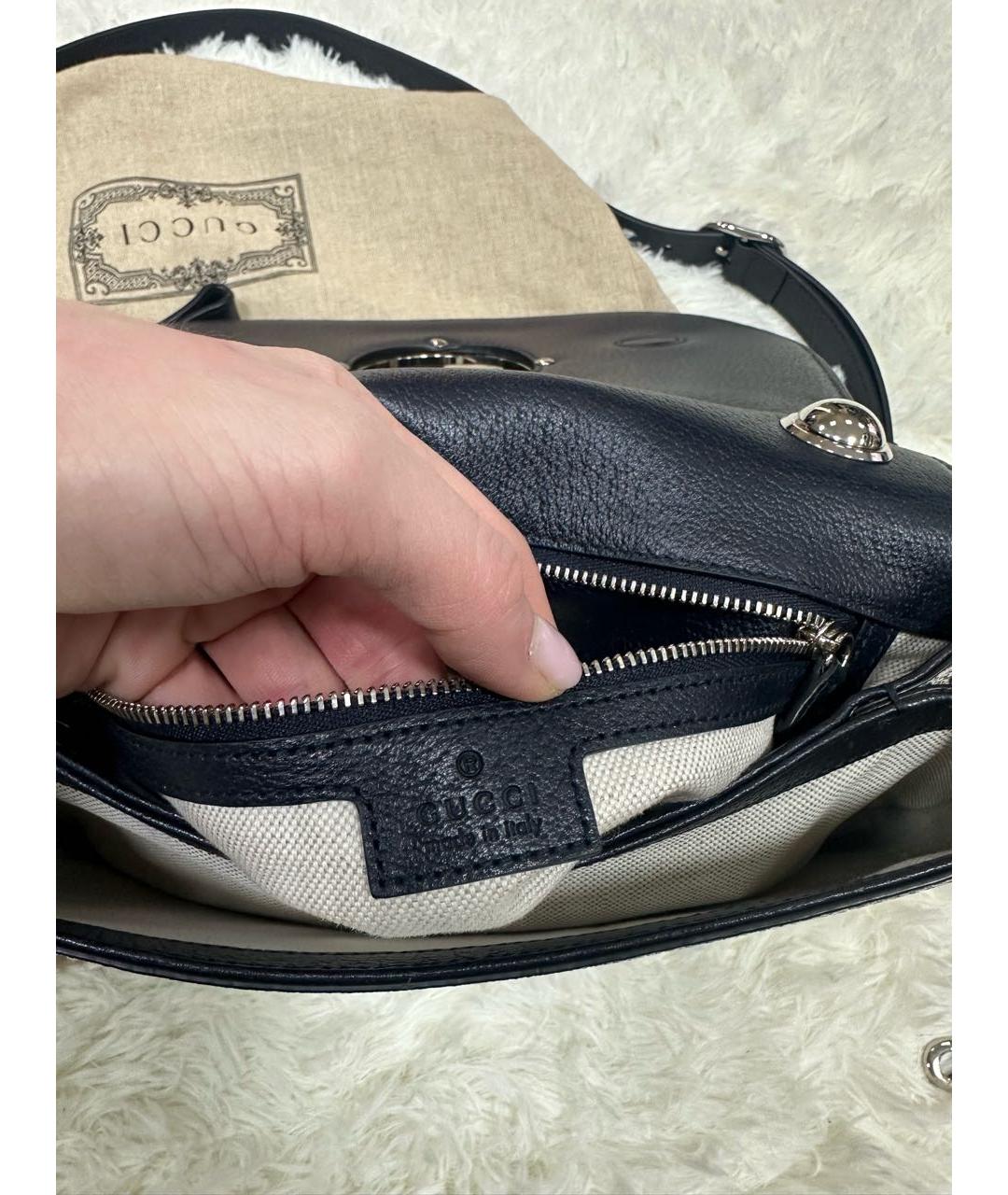 GUCCI Серая кожаная сумка с короткими ручками, фото 6