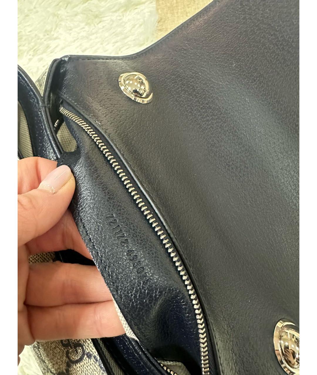 GUCCI Серая кожаная сумка с короткими ручками, фото 7