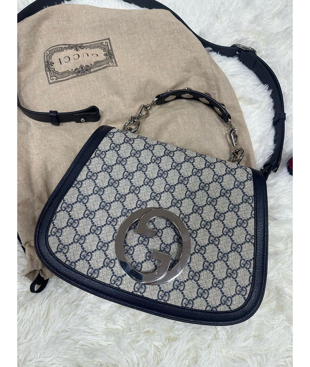 GUCCI Серая кожаная сумка с короткими ручками, фото 2