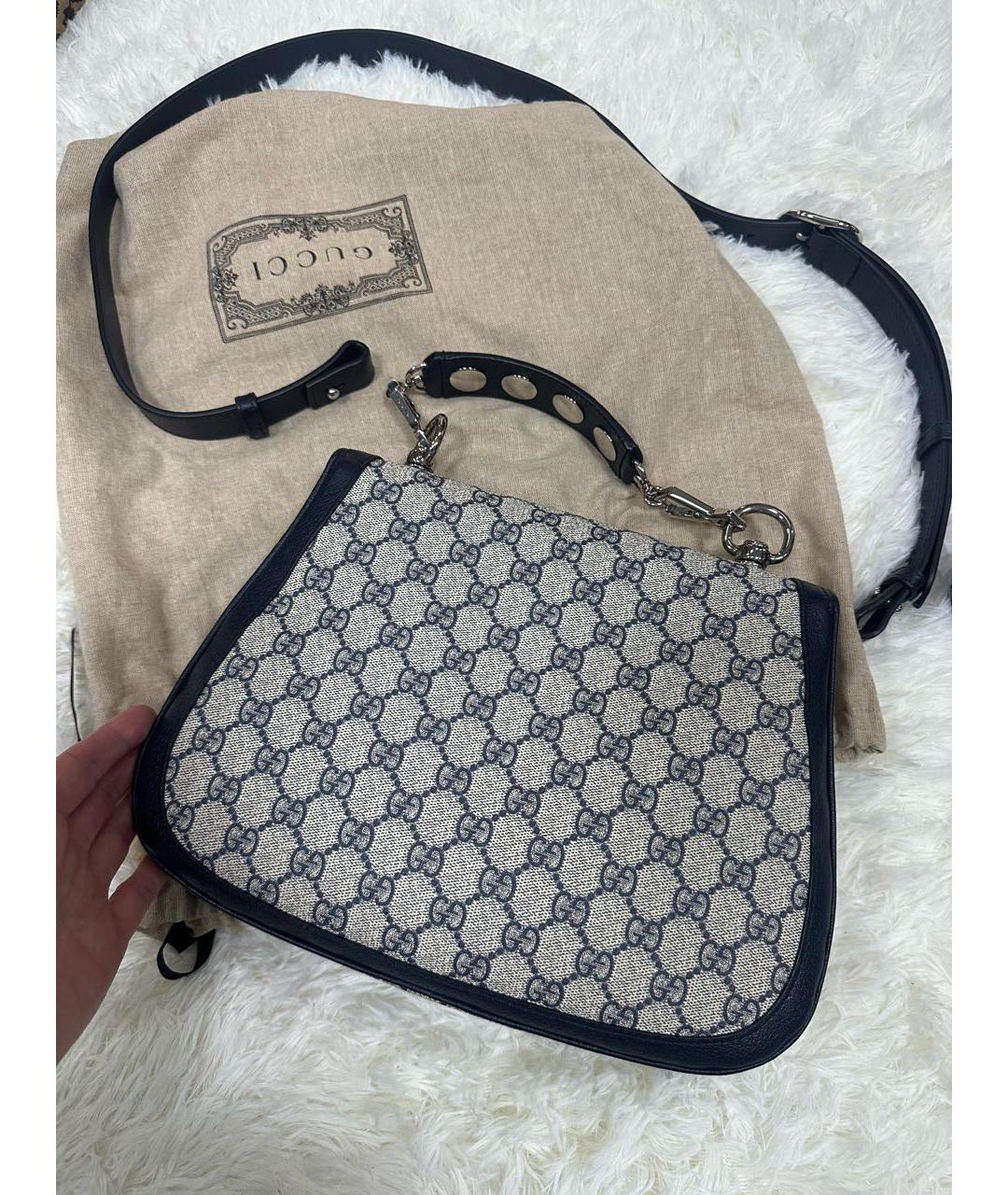 GUCCI Серая кожаная сумка с короткими ручками, фото 5