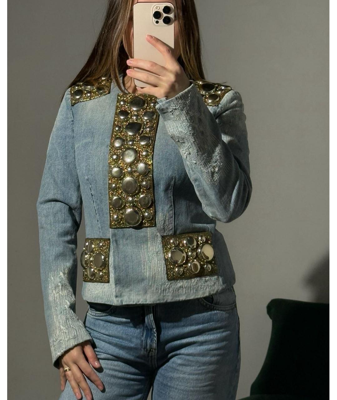 DOLCE&GABBANA Голубой деним жакет/пиджак, фото 5