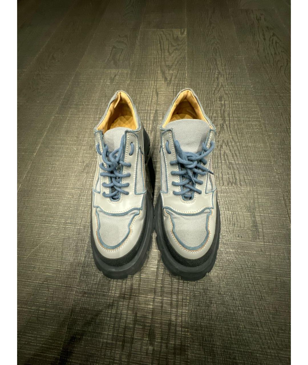 JIL SANDER Голубые кожаные низкие ботинки, фото 2