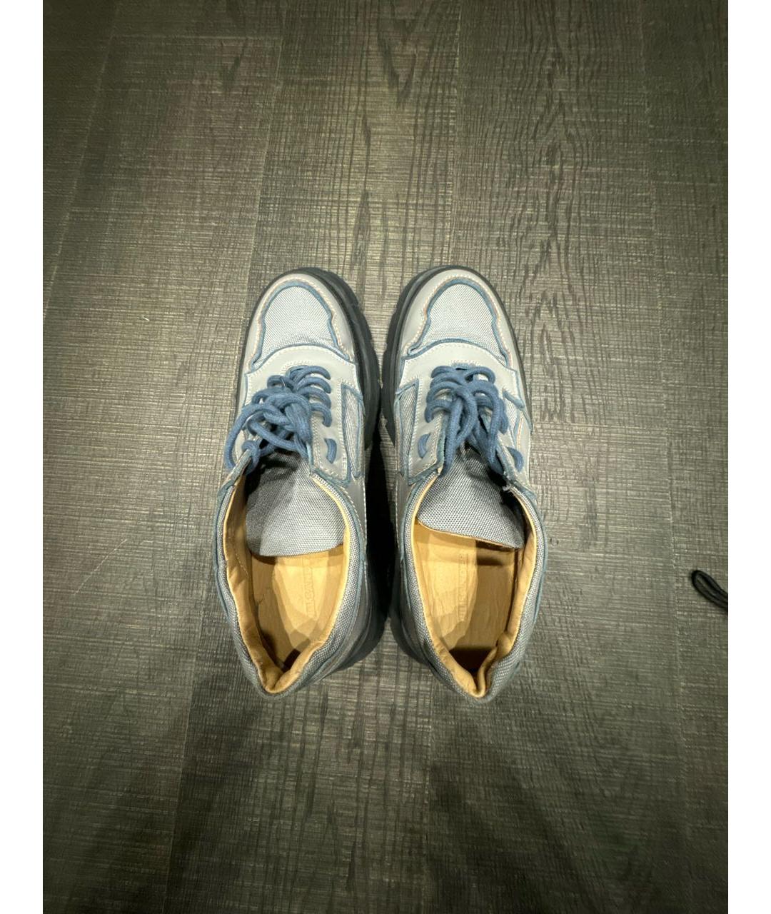 JIL SANDER Голубые кожаные низкие ботинки, фото 3