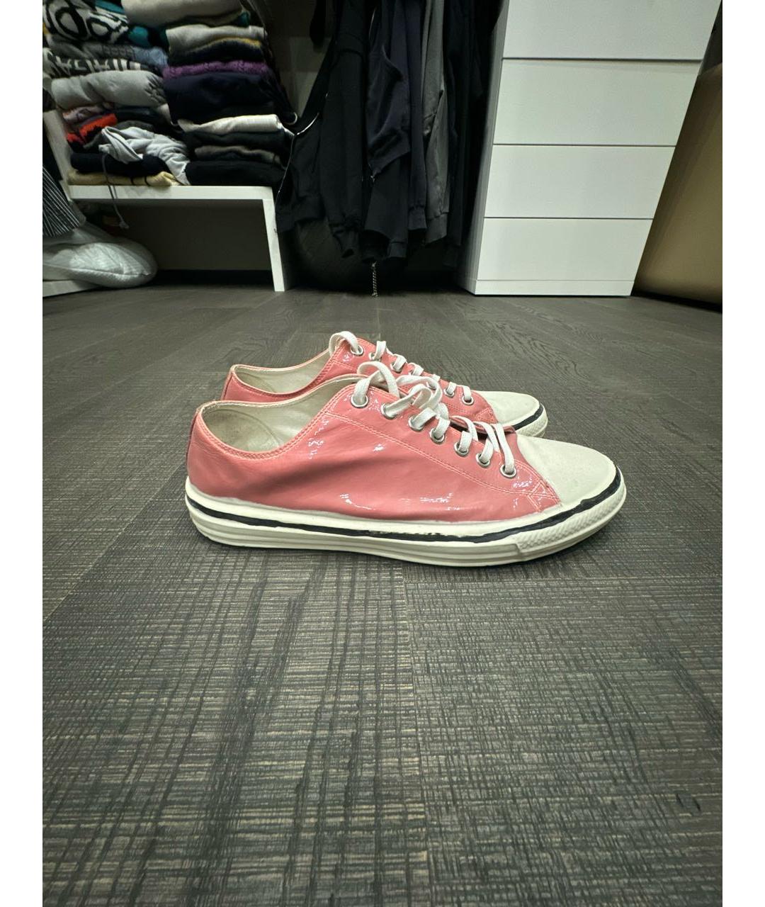 MARNI Коралловые кожаные низкие кроссовки / кеды, фото 3