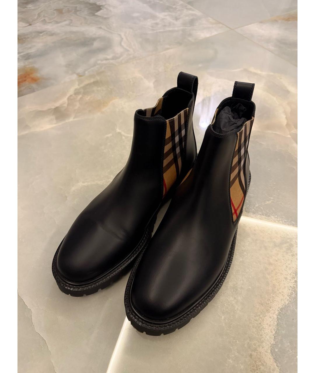 BURBERRY Черные кожаные ботинки, фото 3