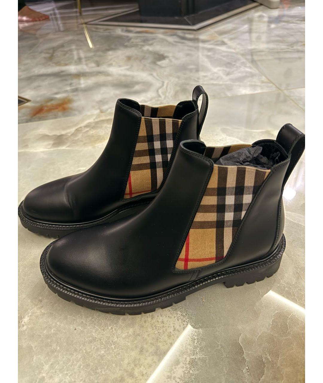 BURBERRY Черные кожаные ботинки, фото 2